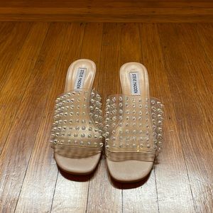 Clear Steve Madden heeled studded sandals